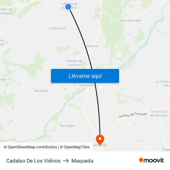 Cadalso De Los Vidrios to Maqueda map