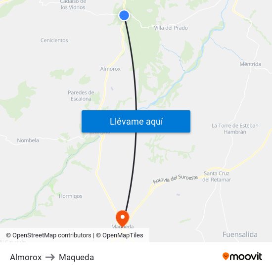 Almorox to Maqueda map
