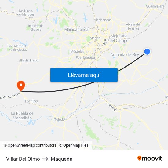 Villar Del Olmo to Maqueda map