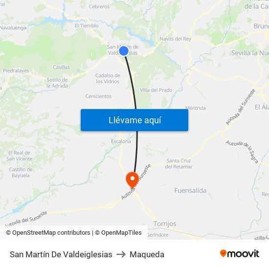 San Martín De Valdeiglesias to Maqueda map