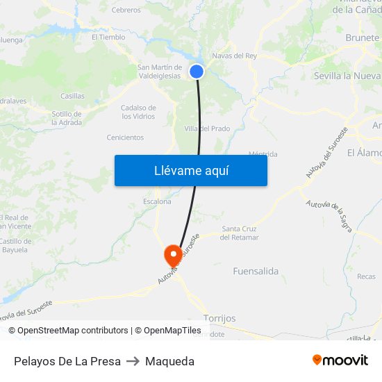 Pelayos De La Presa to Maqueda map