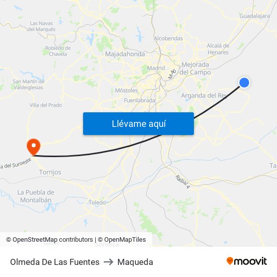Olmeda De Las Fuentes to Maqueda map