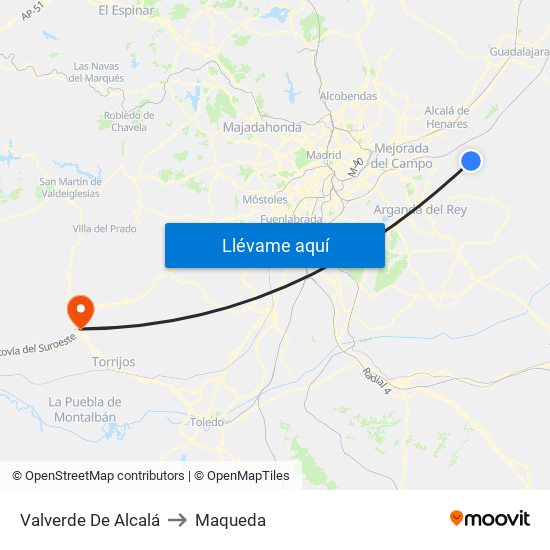 Valverde De Alcalá to Maqueda map