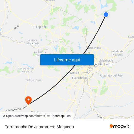 Torremocha De Jarama to Maqueda map