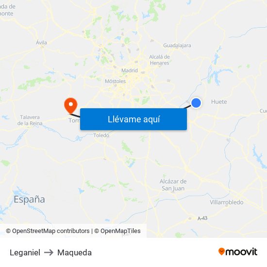 Leganiel to Maqueda map