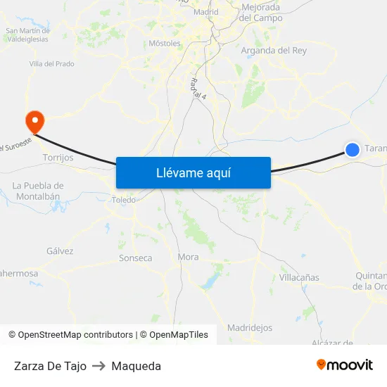 Zarza De Tajo to Maqueda map