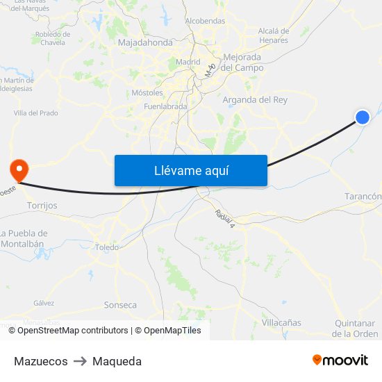Mazuecos to Maqueda map