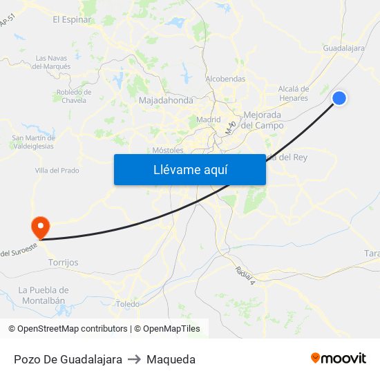 Pozo De Guadalajara to Maqueda map