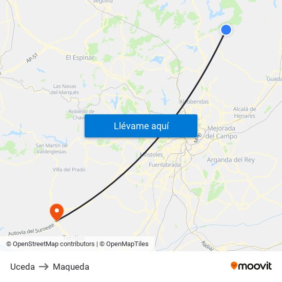 Uceda to Maqueda map