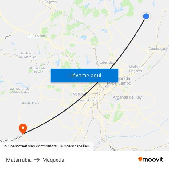 Matarrubia to Maqueda map