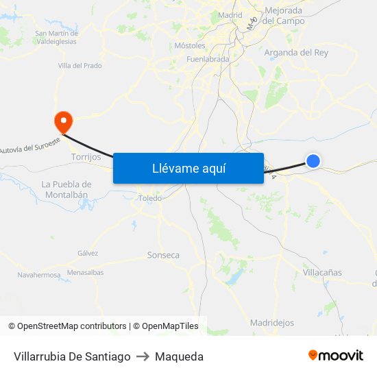Villarrubia De Santiago to Maqueda map
