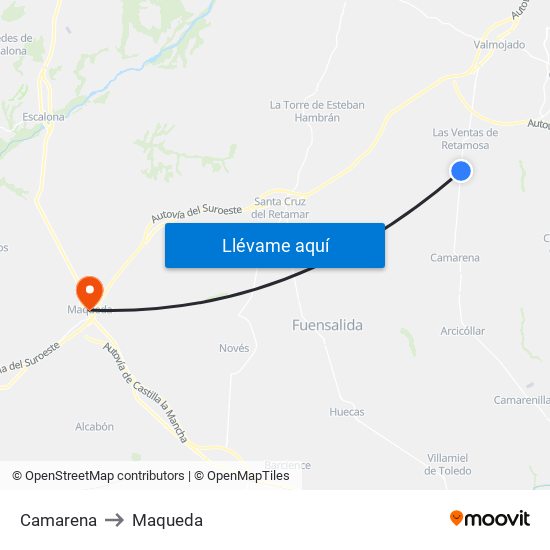 Camarena to Maqueda map