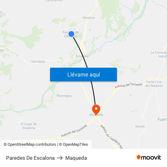 Paredes De Escalona to Maqueda map