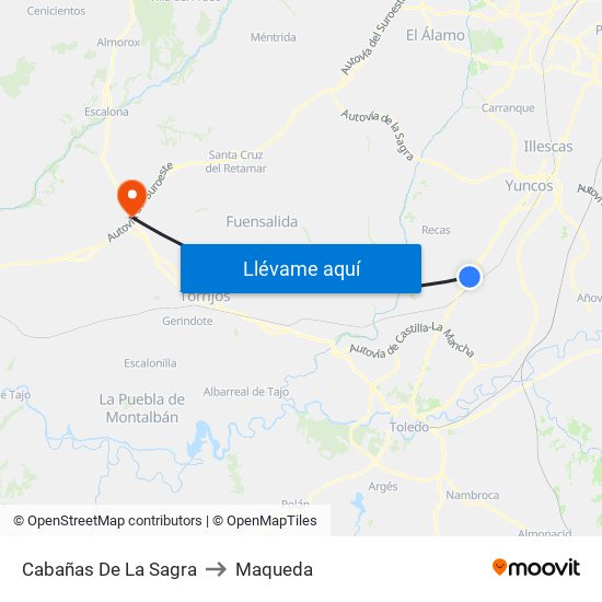 Cabañas De La Sagra to Maqueda map