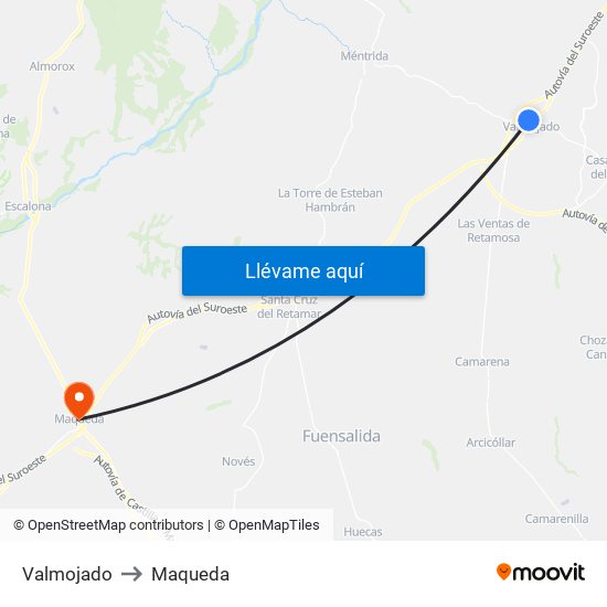 Valmojado to Maqueda map