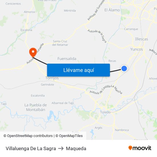 Villaluenga De La Sagra to Maqueda map
