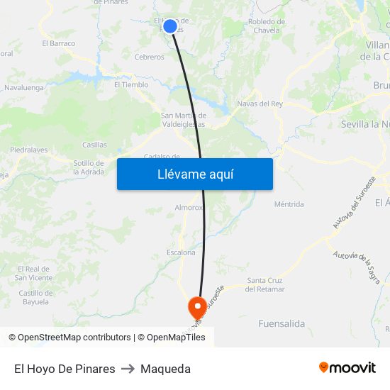 El Hoyo De Pinares to Maqueda map