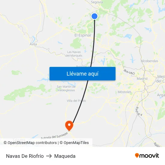Navas De Riofrío to Maqueda map