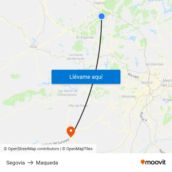 Segovia to Maqueda map