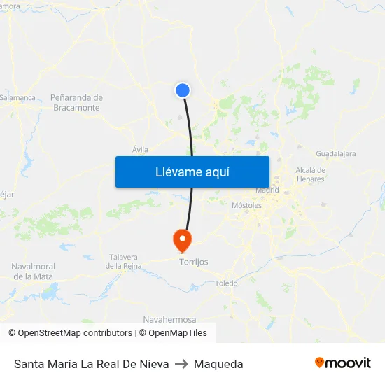 Santa María La Real De Nieva to Maqueda map