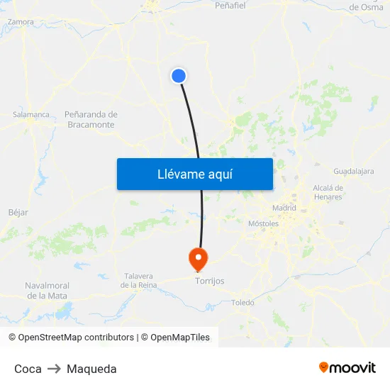 Coca to Maqueda map
