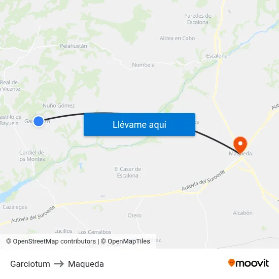 Garciotum to Maqueda map