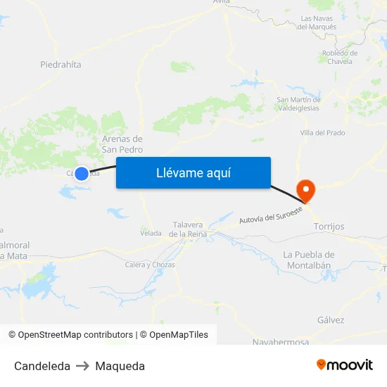 Candeleda to Maqueda map