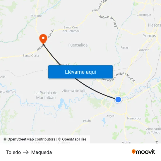 Toledo to Maqueda map