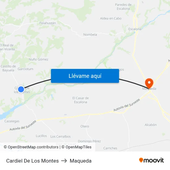 Cardiel De Los Montes to Maqueda map