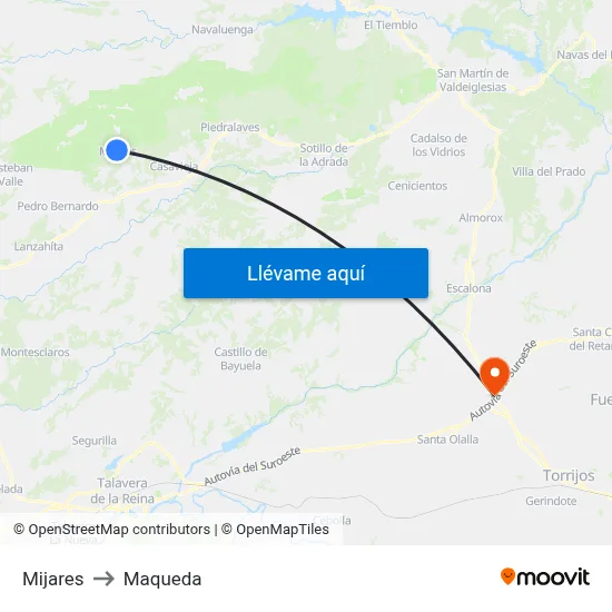 Mijares to Maqueda map