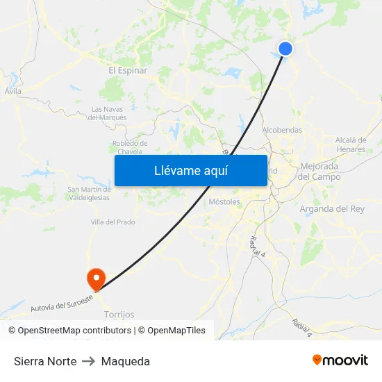 Sierra Norte to Maqueda map