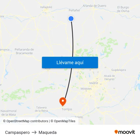 Campaspero to Maqueda map