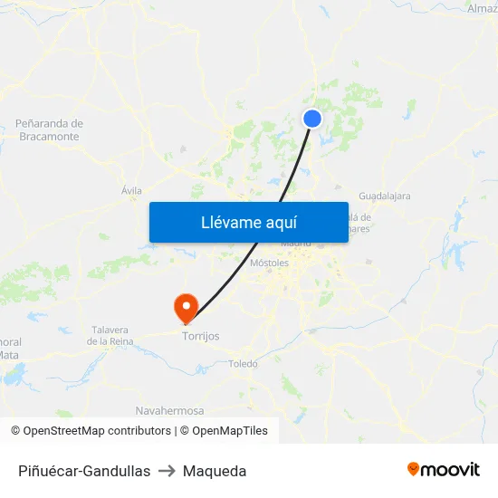Piñuécar-Gandullas to Maqueda map