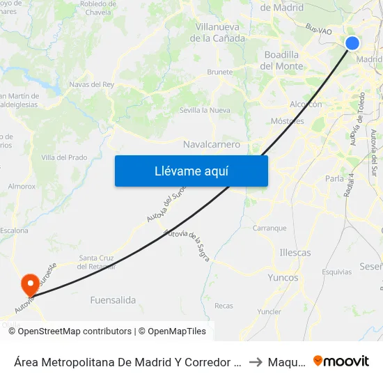 Área Metropolitana De Madrid Y Corredor Del Henares to Maqueda map
