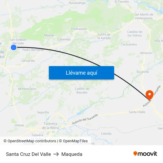 Santa Cruz Del Valle to Maqueda map
