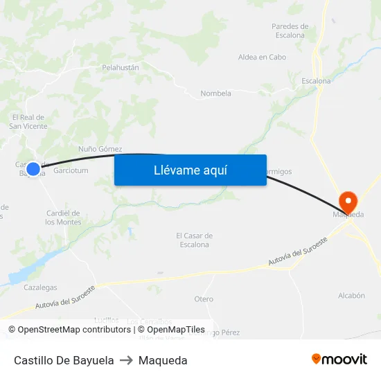 Castillo De Bayuela to Maqueda map