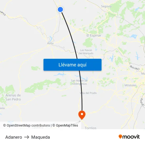 Adanero to Maqueda map