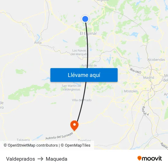 Valdeprados to Maqueda map