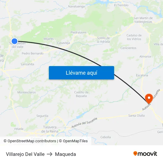 Villarejo Del Valle to Maqueda map