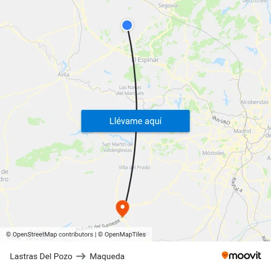 Lastras Del Pozo to Maqueda map