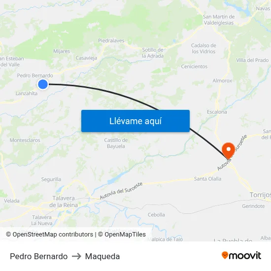 Pedro Bernardo to Maqueda map