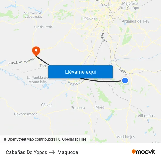 Cabañas De Yepes to Maqueda map