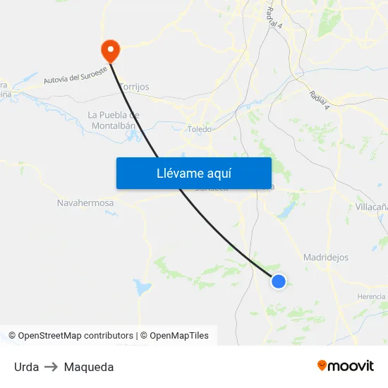 Urda to Maqueda map