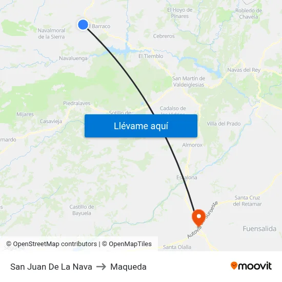 San Juan De La Nava to Maqueda map