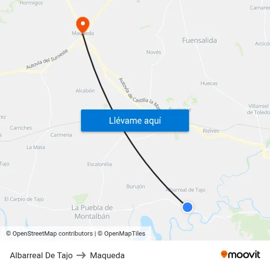 Albarreal De Tajo to Maqueda map
