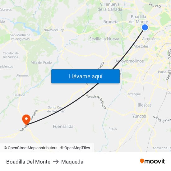 Boadilla Del Monte to Maqueda map