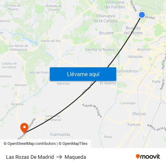 Las Rozas De Madrid to Maqueda map