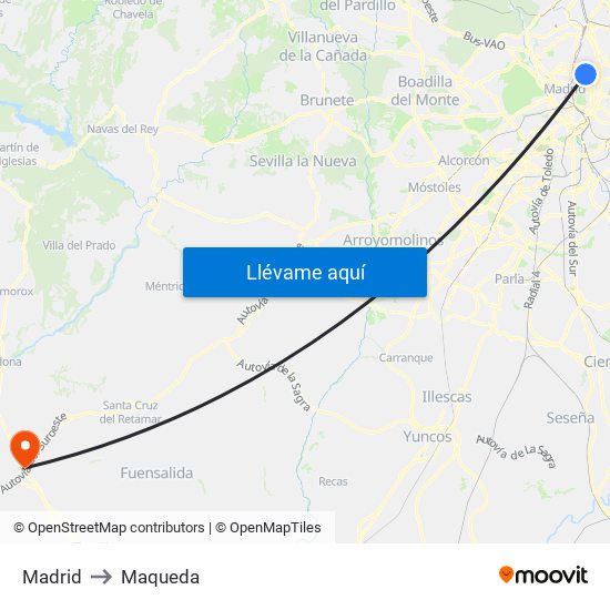 Madrid to Maqueda map