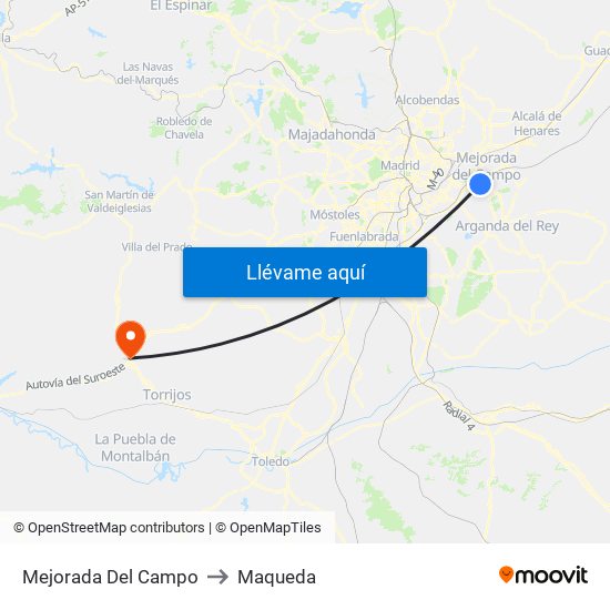Mejorada Del Campo to Maqueda map