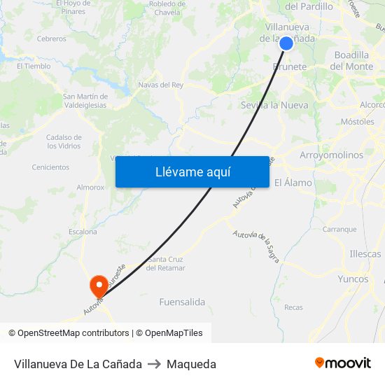 Villanueva De La Cañada to Maqueda map